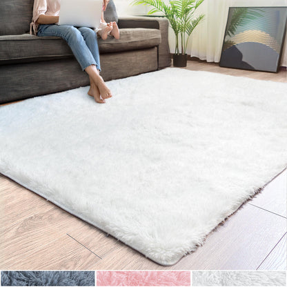 Super Soft Plush Shag White Rug