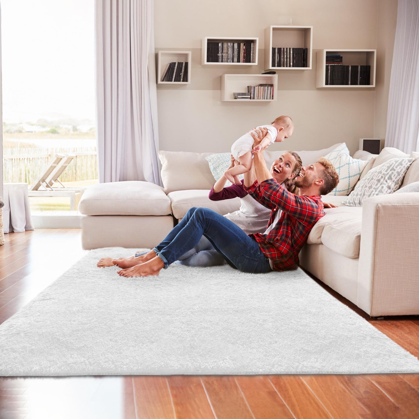 Super Soft Plush Shag White Rug