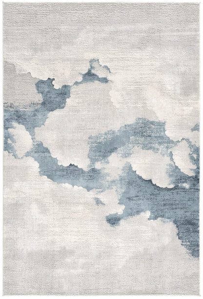 Kumo Abstract Cloud Contemporary Blue and Grey Indoor Rug