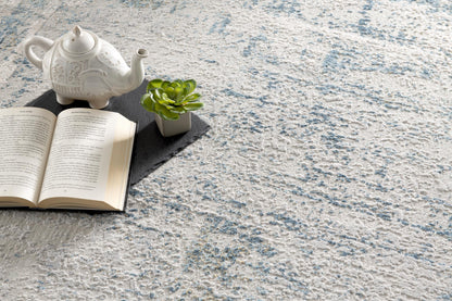 Mizu Abstract Contemporary Blue and Grey Indoor Rug