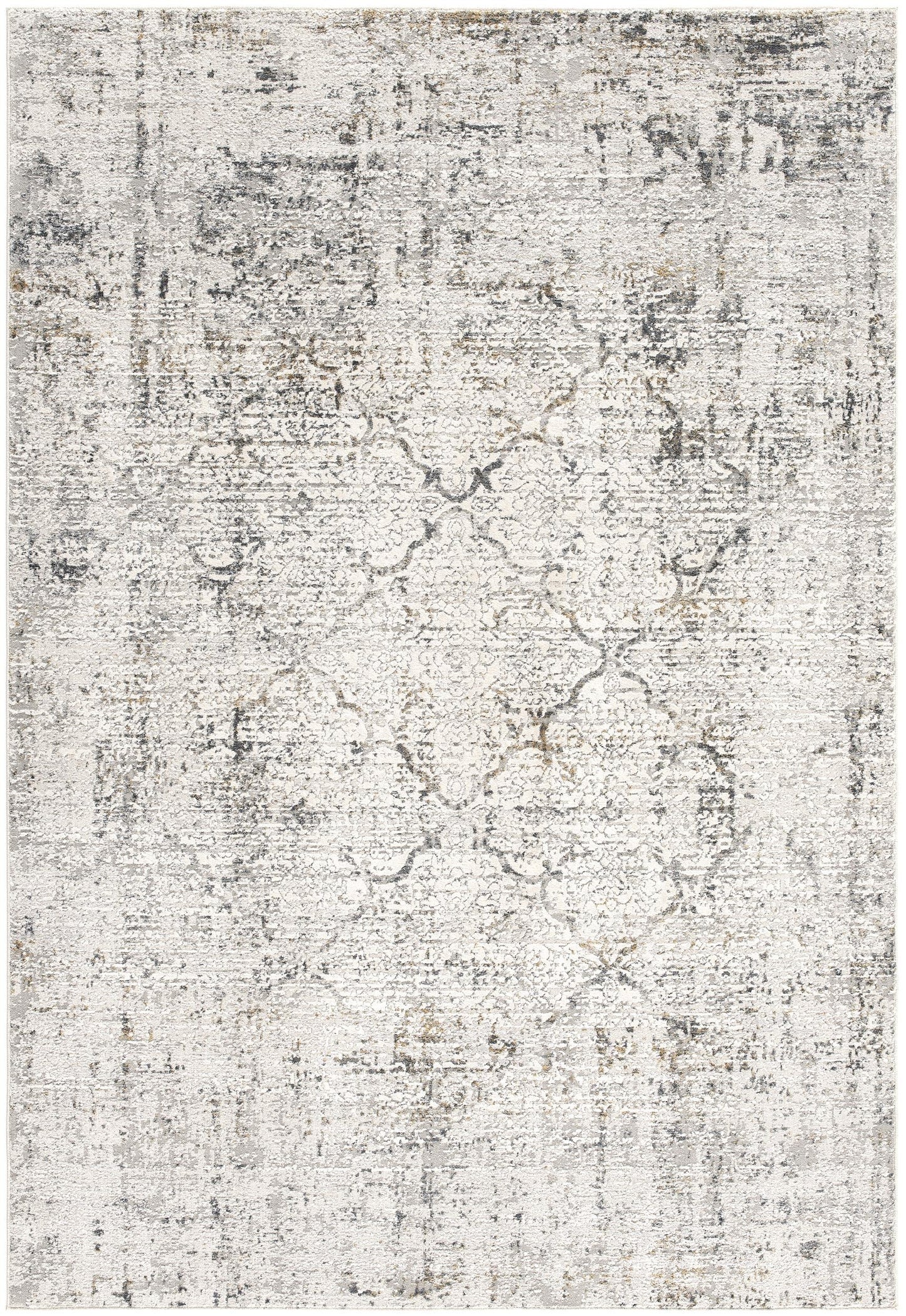 Mirelle Distressed Trellis Contemporary Grey and Cream Indoor Rug