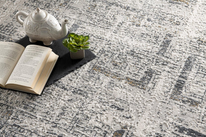 Caelum Geometric Contemporary Grey and Beige Indoor Rug