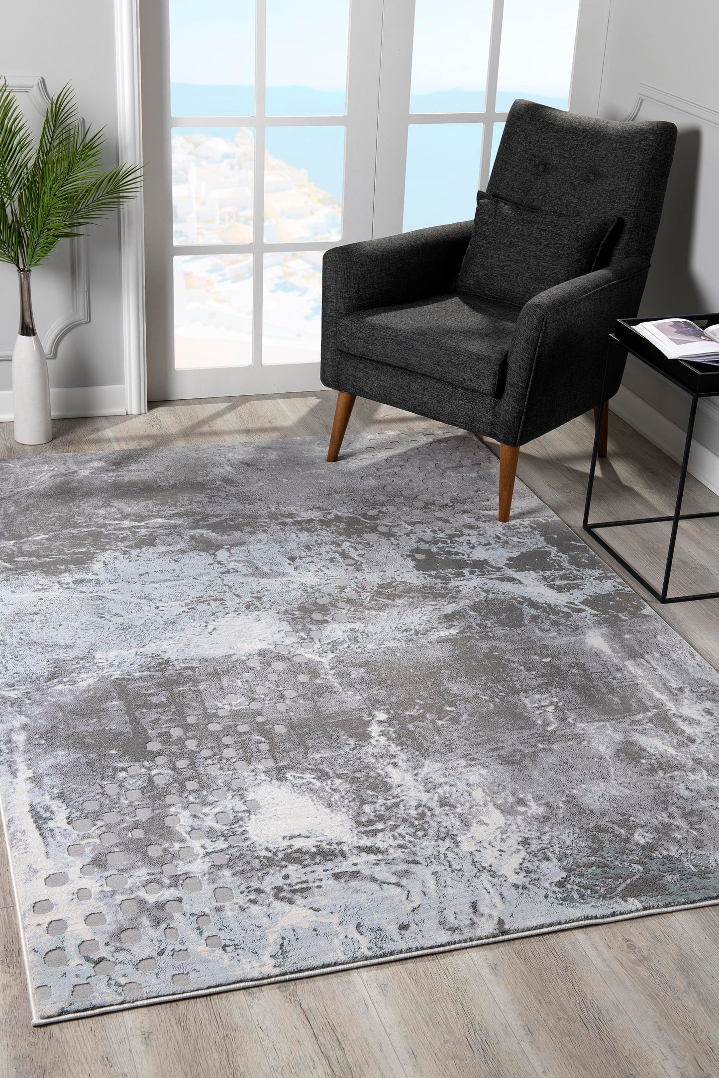 Oasis Scandinavian Abstract Grey Rug