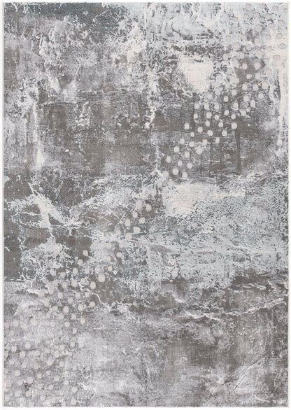 Thalos Abstract Contemporary Grey and White Indoor Rug