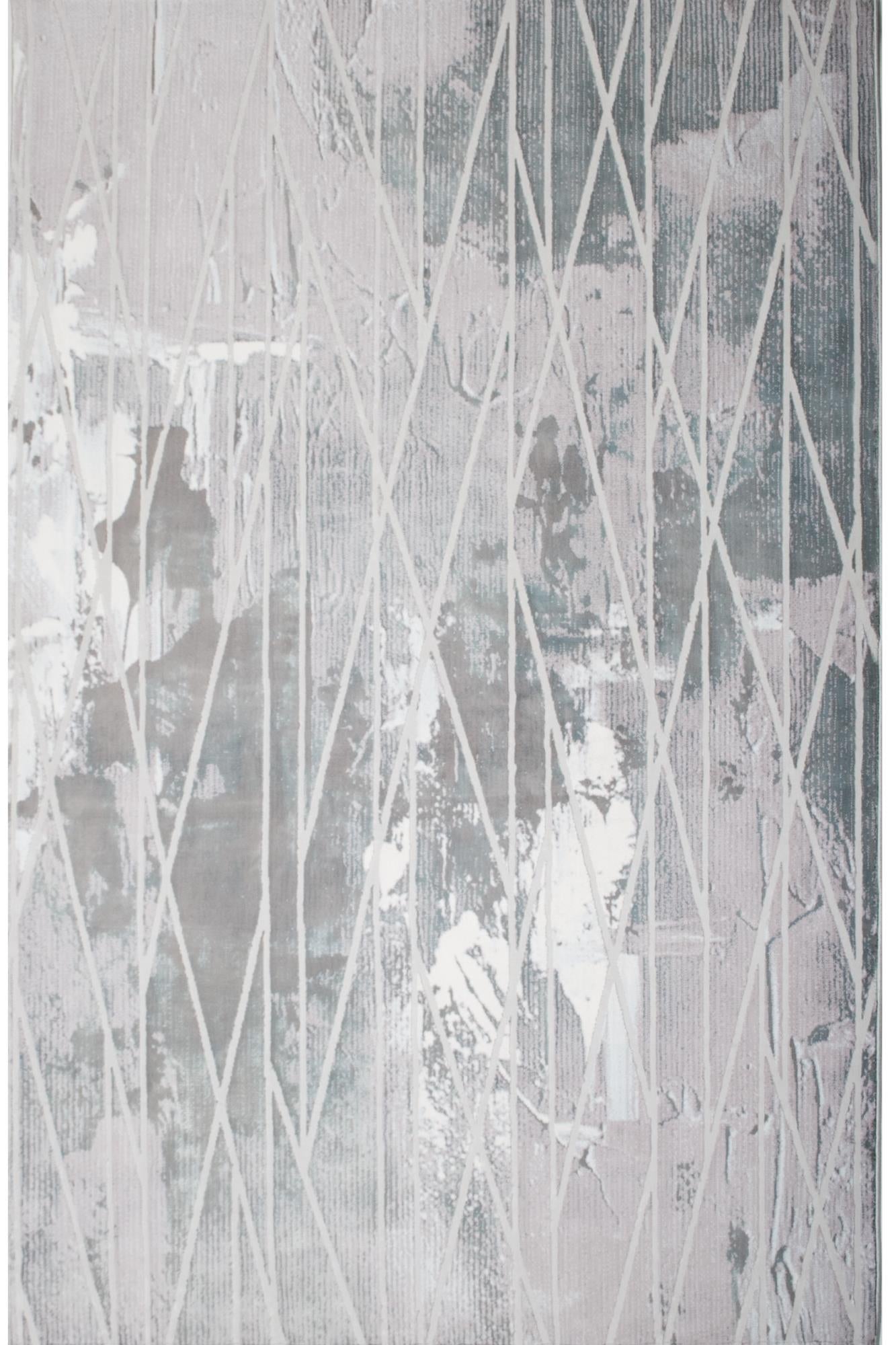 Novus Abstract Contemporary Grey and Blue Indoor Rug-3