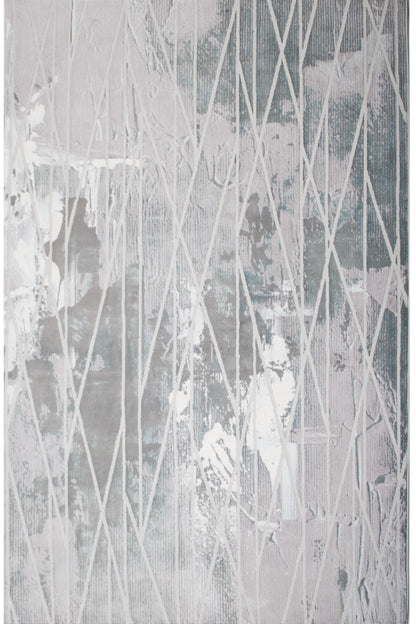 Novus Abstract Contemporary Grey and Blue Indoor Rug-3