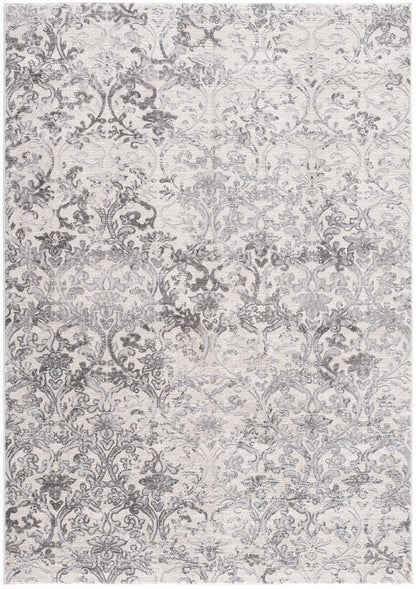 Civita Distressed Damask Transitional Beige and Grey Indoor Rug
