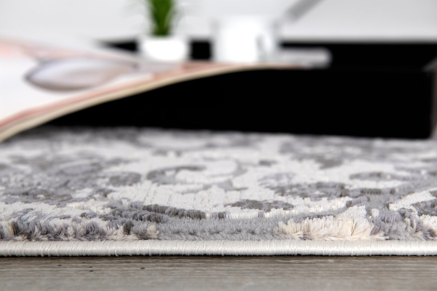 Civita Distressed Damask Transitional Beige and Grey Indoor Rug