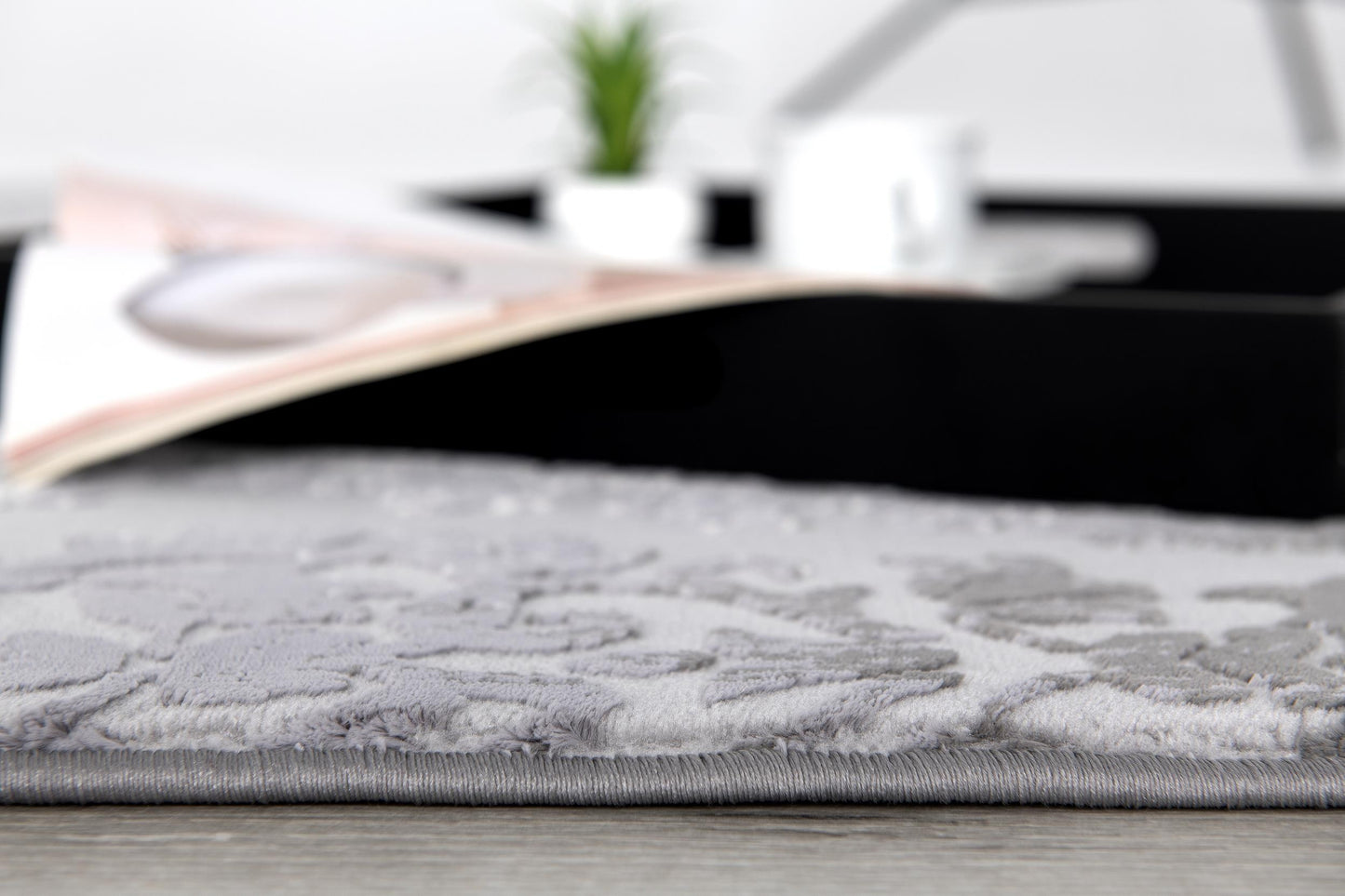 Ravenna Distressed Damask Transitional Grey and Beige Indoor Rug