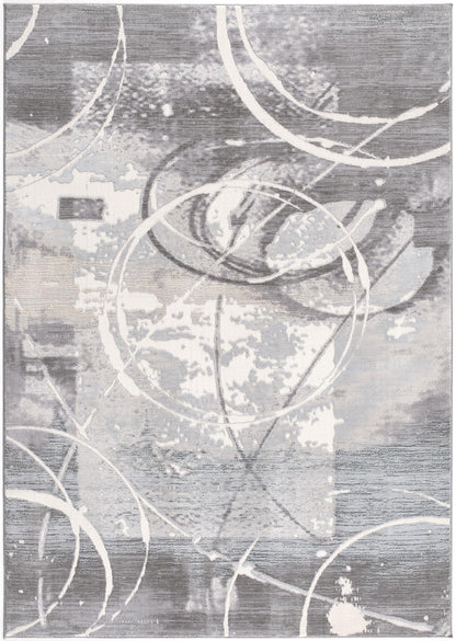 Orbis Abstract Contemporary Grey and Beige Indoor Rug