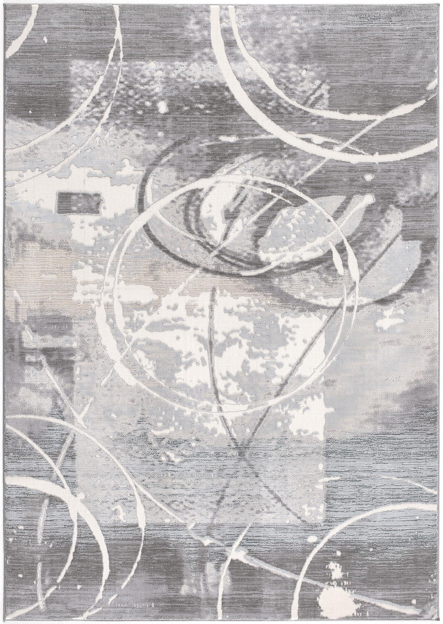 Orbis Abstract Contemporary Grey and Beige Indoor Rug