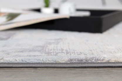 Orbis Abstract Contemporary Grey and Beige Indoor Rug