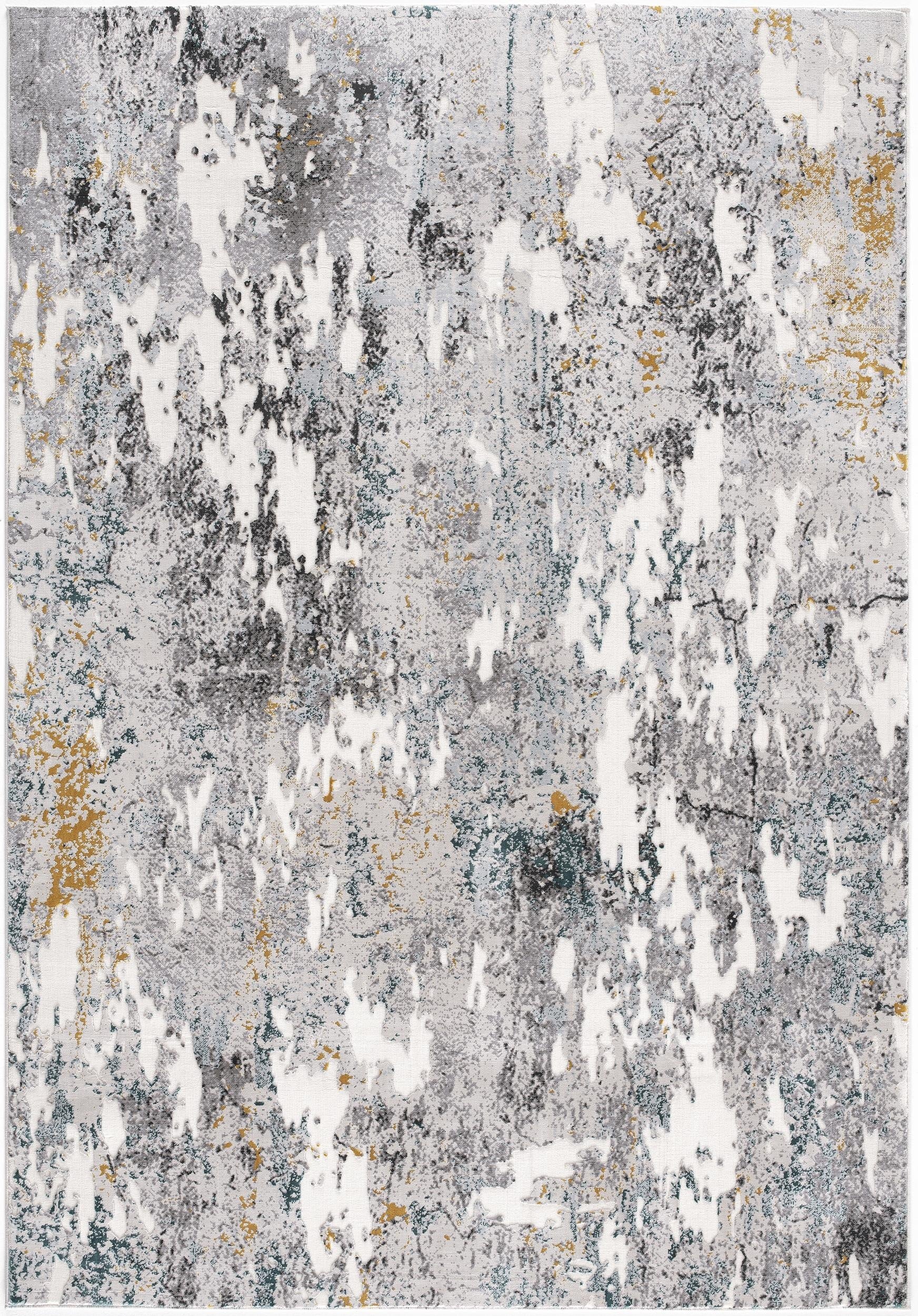Oliva Abstract Contemporary Grey and Blue Indoor Rug-3