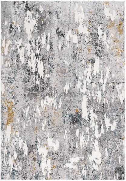 Oliva Abstract Contemporary Grey and Blue Indoor Rug-3