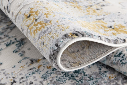 Oliva Abstract Contemporary Grey and Blue Indoor Rug-10