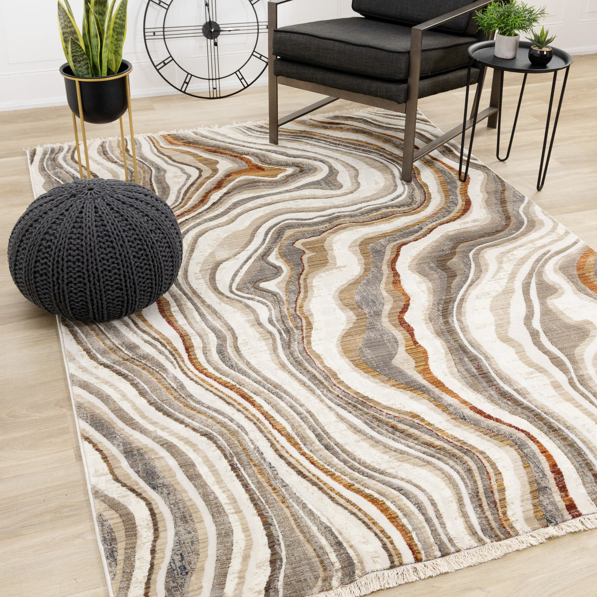 Contemporary Organic Cream Area Rug