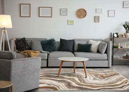 Contemporary Organic Cream Area Rug