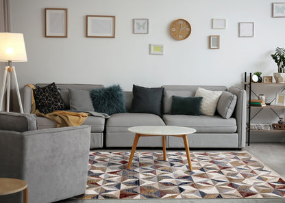 Mid-Century Geometric Cream Area Rug