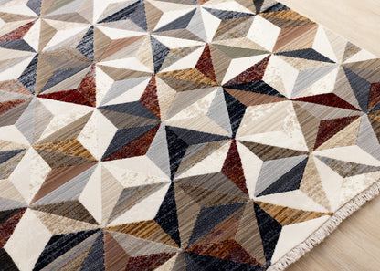 Mid-Century Geometric Cream Area Rug