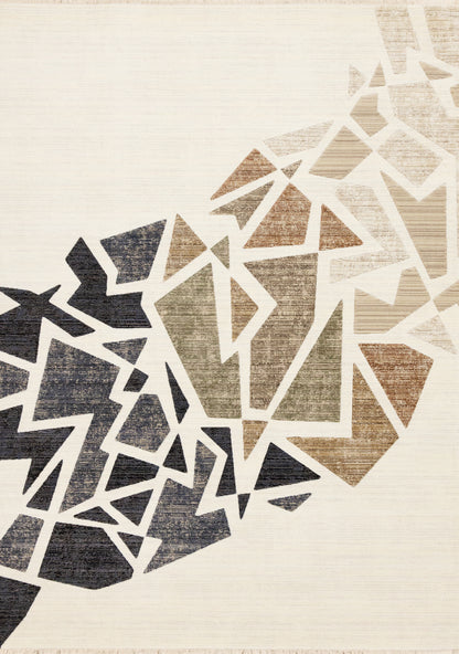 Art Distressed Geometric Cream Area Rug-1