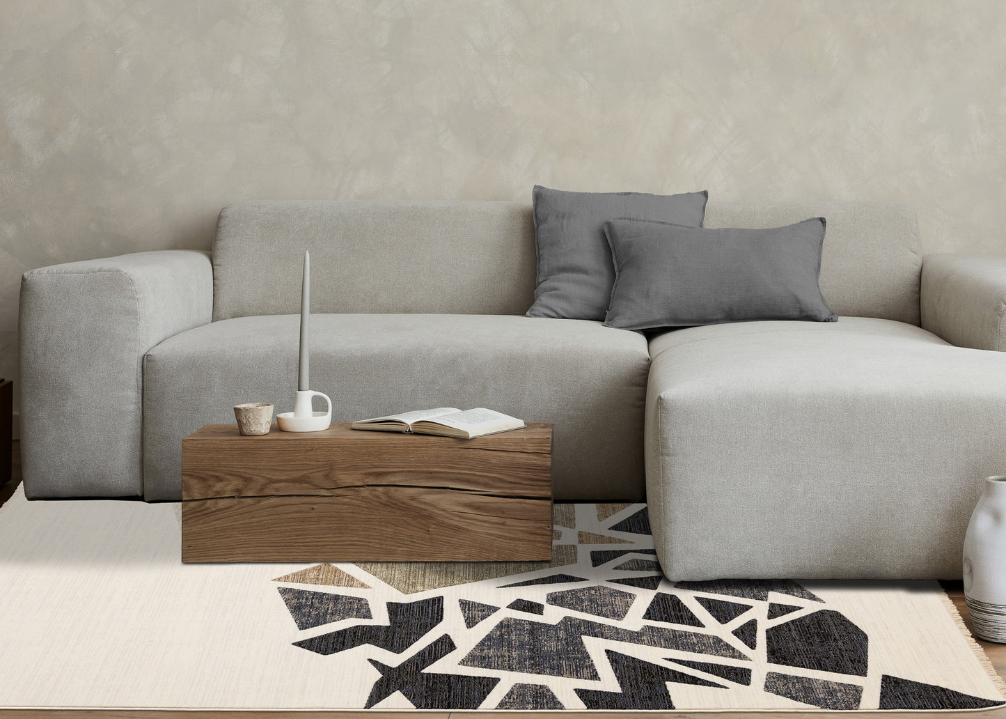 Art Distressed Geometric Cream Area Rug-3