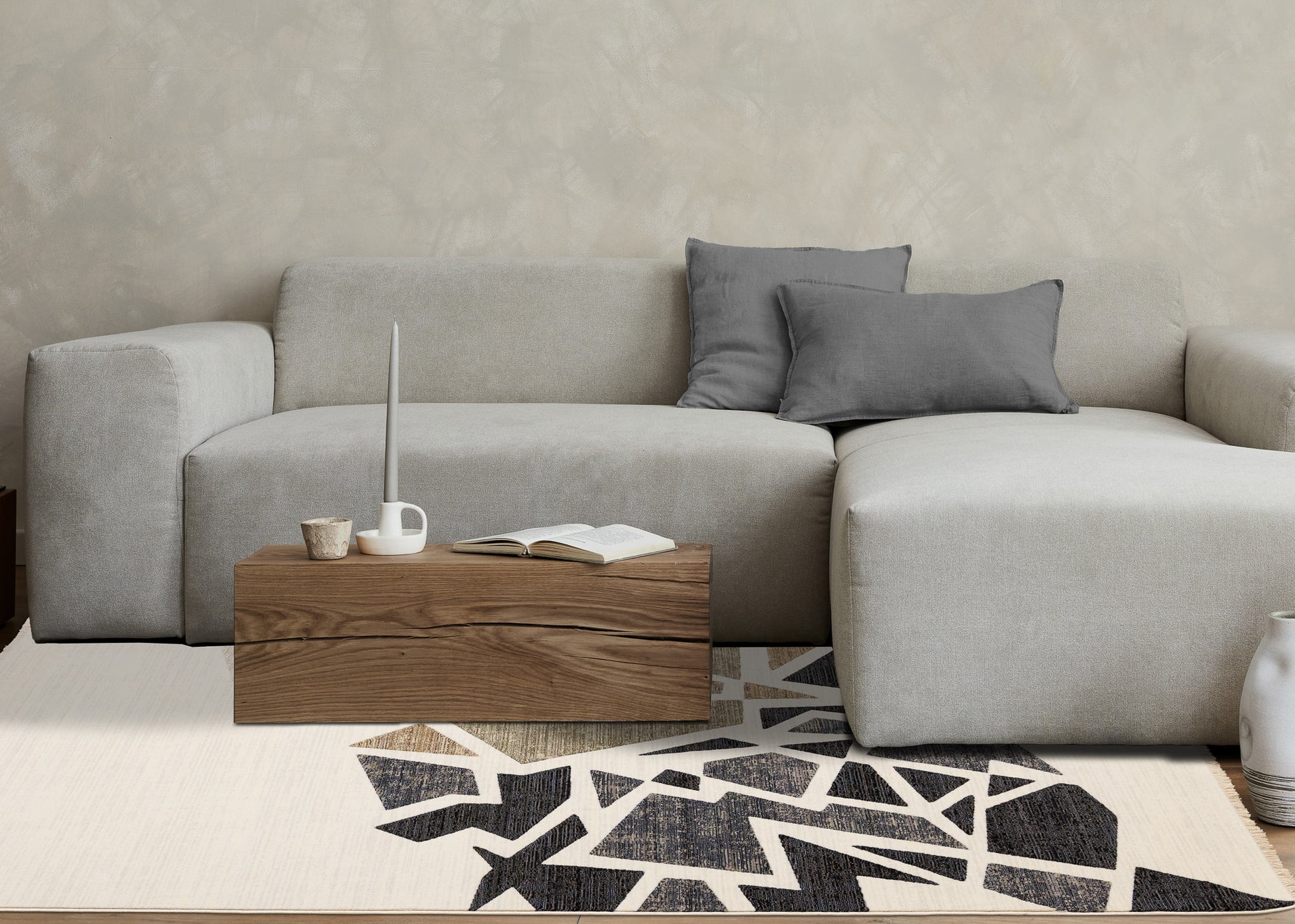 Art Distressed Geometric Cream Area Rug-3