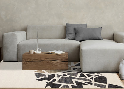 Art Distressed Geometric Cream Area Rug-3