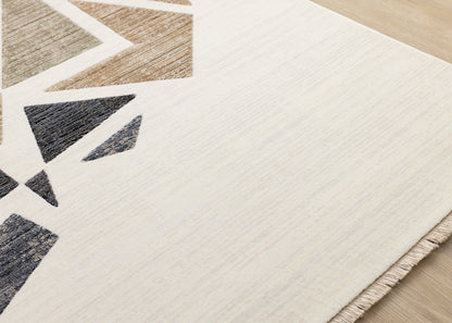 Art Distressed Geometric Cream Area Rug-4