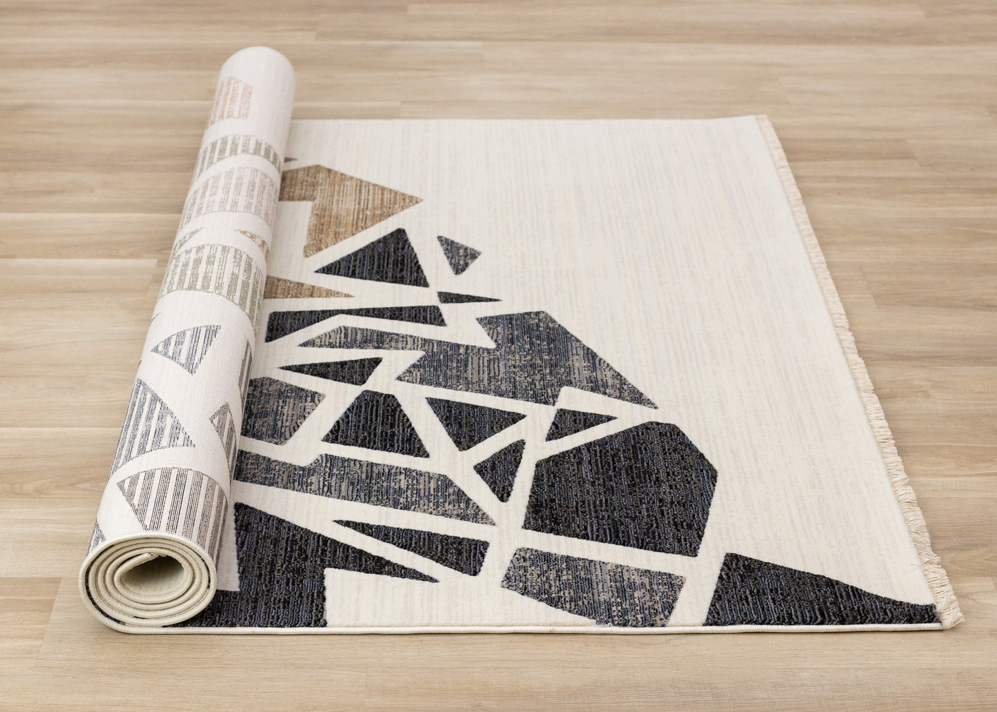 Art Distressed Geometric Cream Area Rug-7