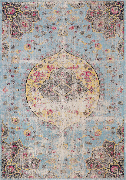 Contemporary Distressed Blue Area Rug-1