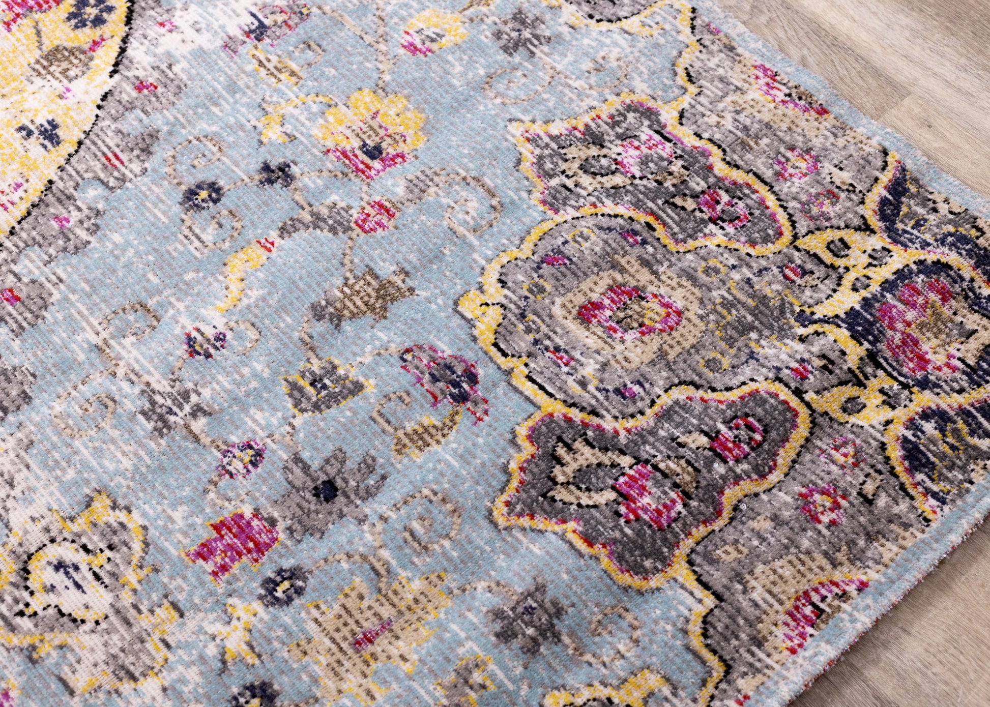 Contemporary Distressed Blue Area Rug-4