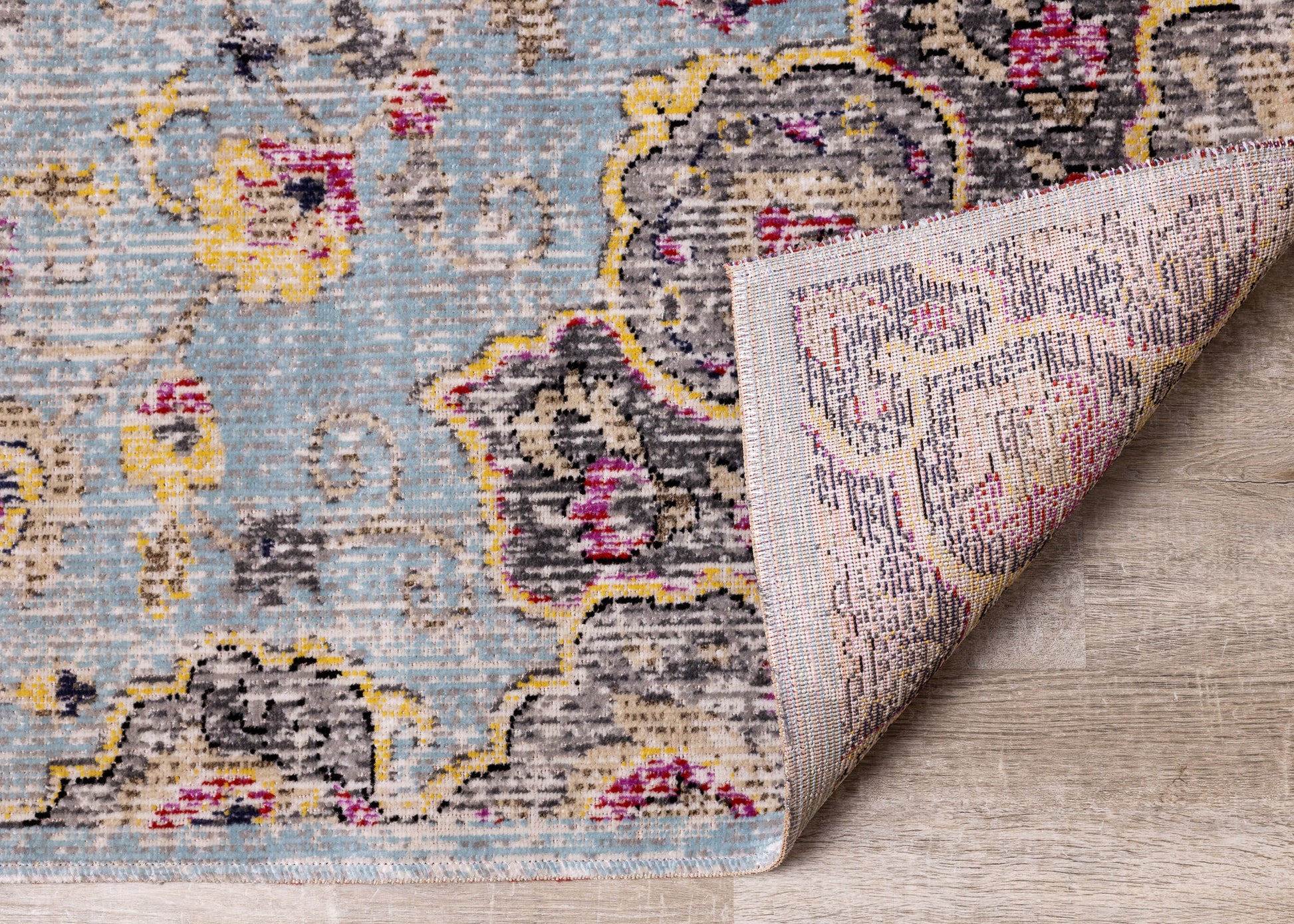 Contemporary Distressed Blue Area Rug-6