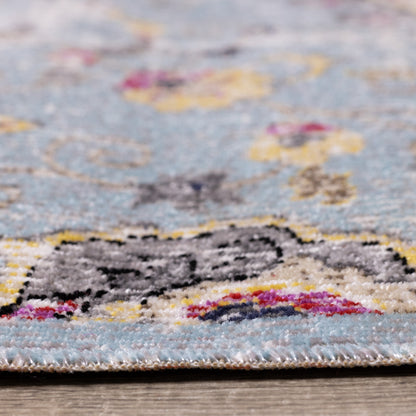 Contemporary Distressed Blue Area Rug-9