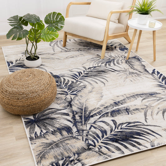 Contemporary Botanical Cream Area Rug