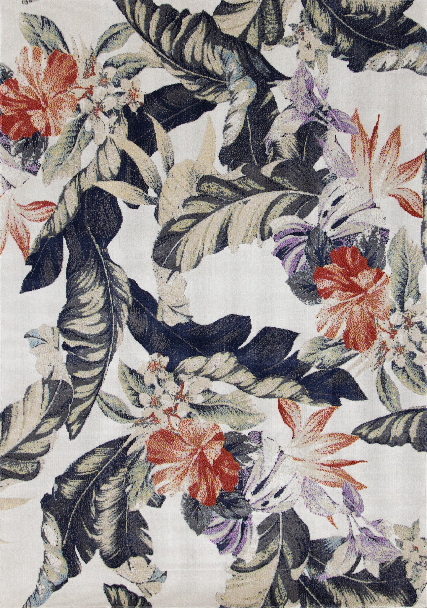 Contemporary Botanical Cream Area Rug