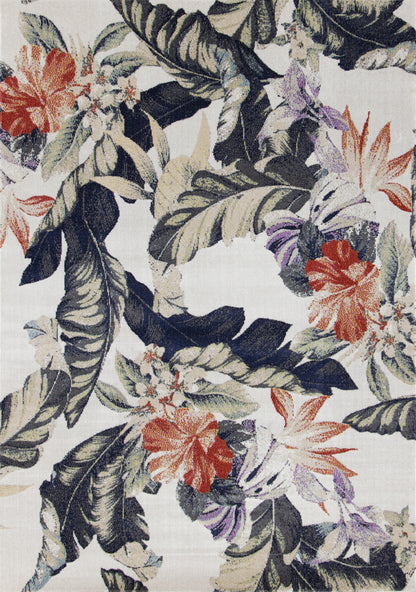 Contemporary Botanical Cream Area Rug