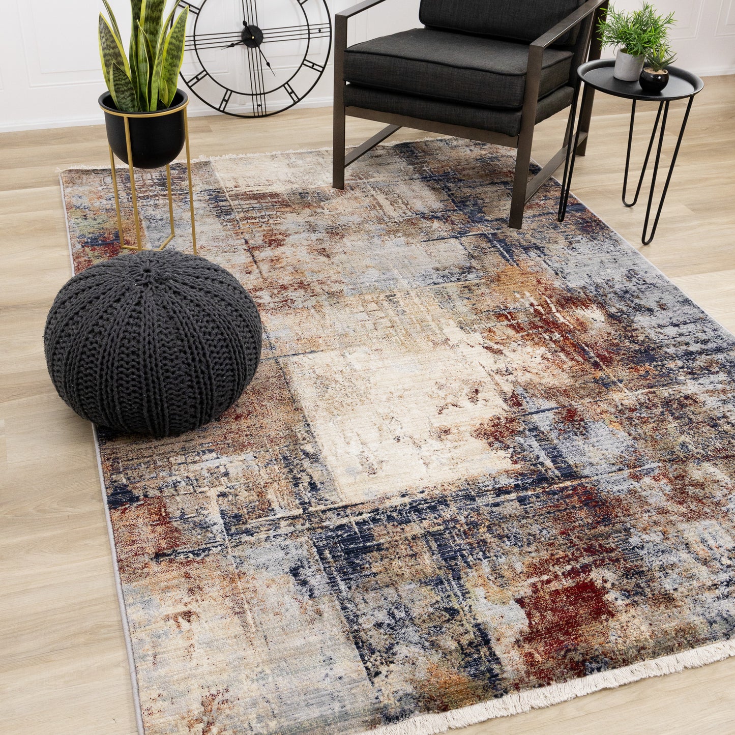 Contemporary Distressed Cream Area Rug