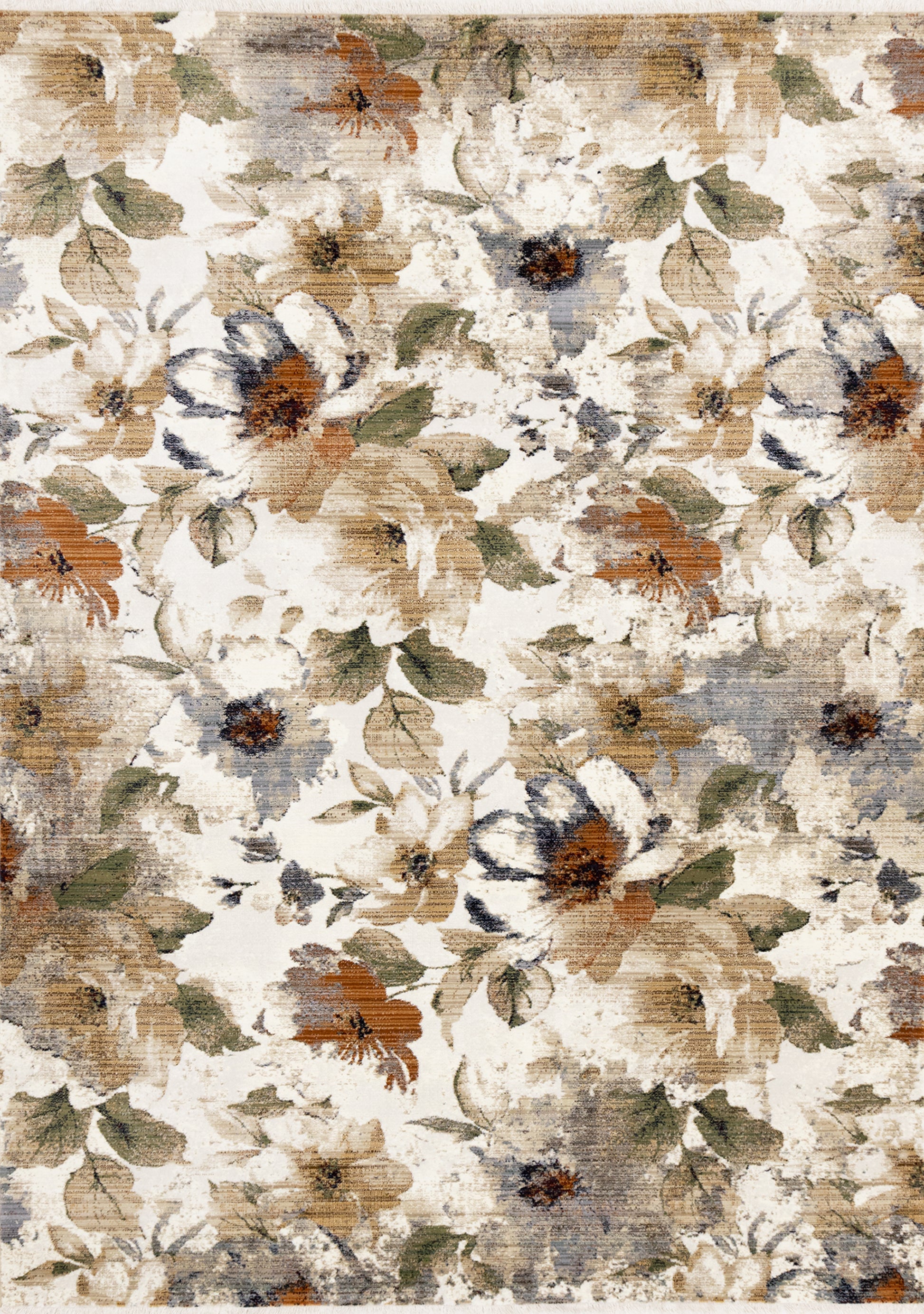 Contemporary Botanical Cream Area Rug-1