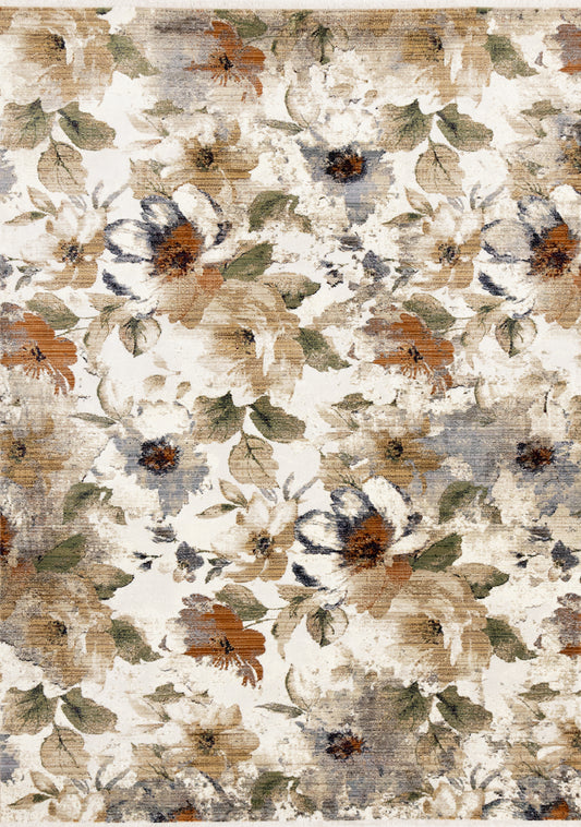 Contemporary Botanical Cream Area Rug