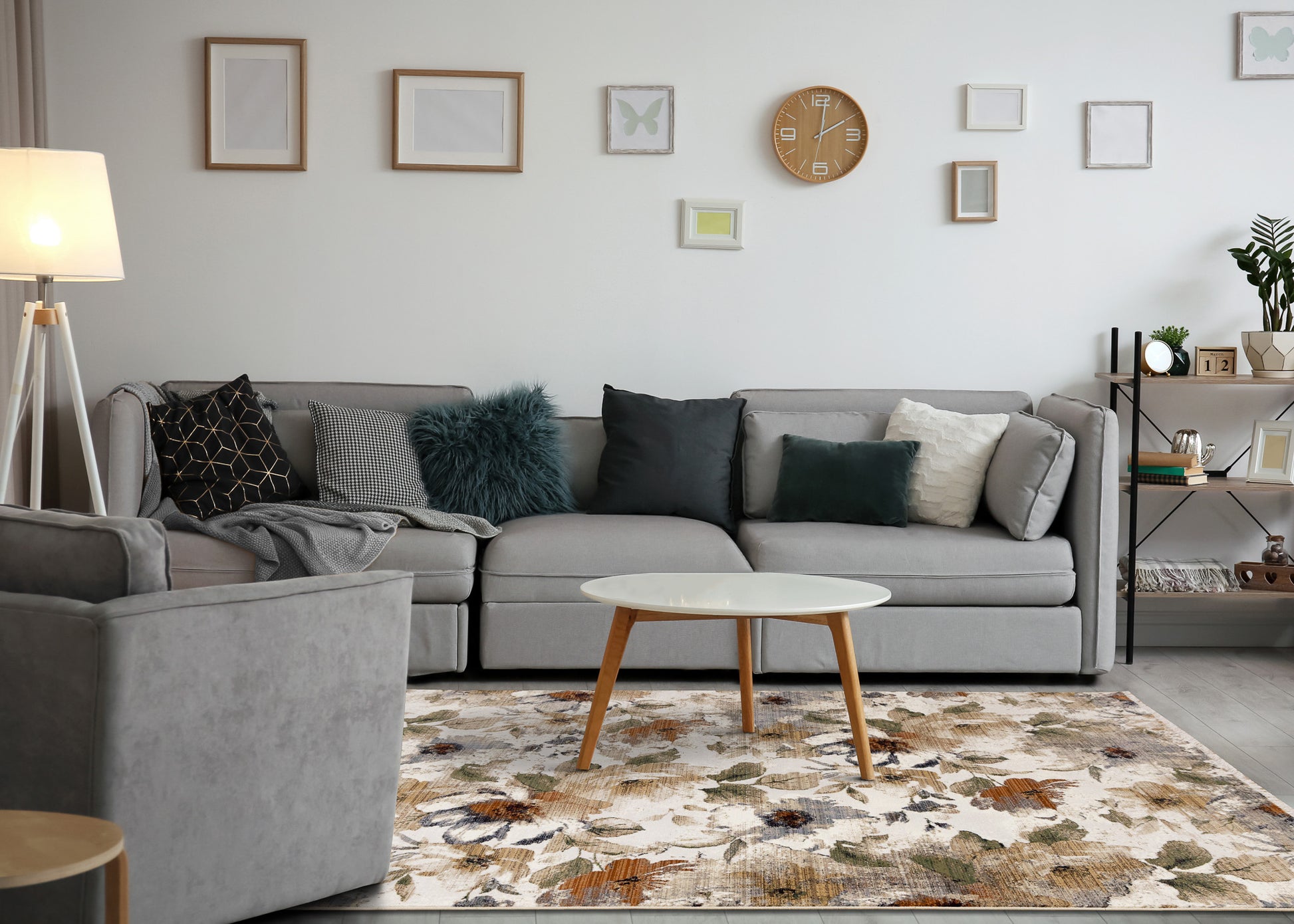 Contemporary Botanical Cream Area Rug-3