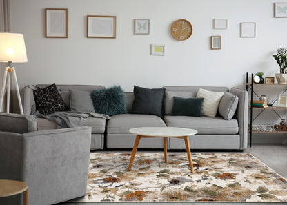 Contemporary Botanical Cream Area Rug-3