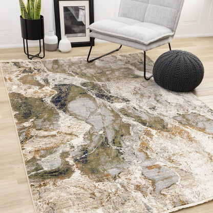 Contemporary Distressed Organic Cream Area Rug