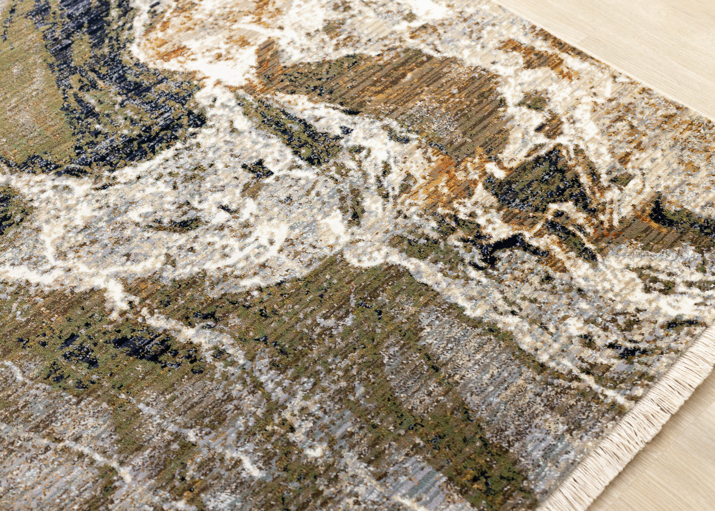 Contemporary Distressed Organic Cream Area Rug