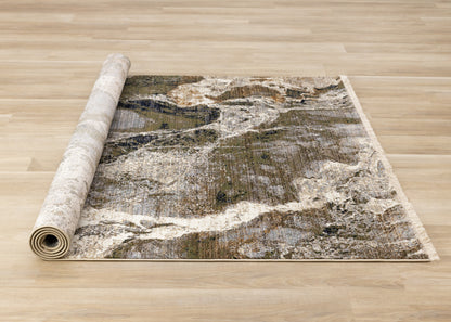 Contemporary Distressed Organic Cream Area Rug