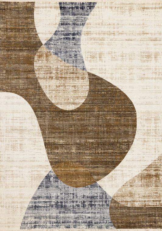 Contemporary Distressed Geometric Cream Area Rug