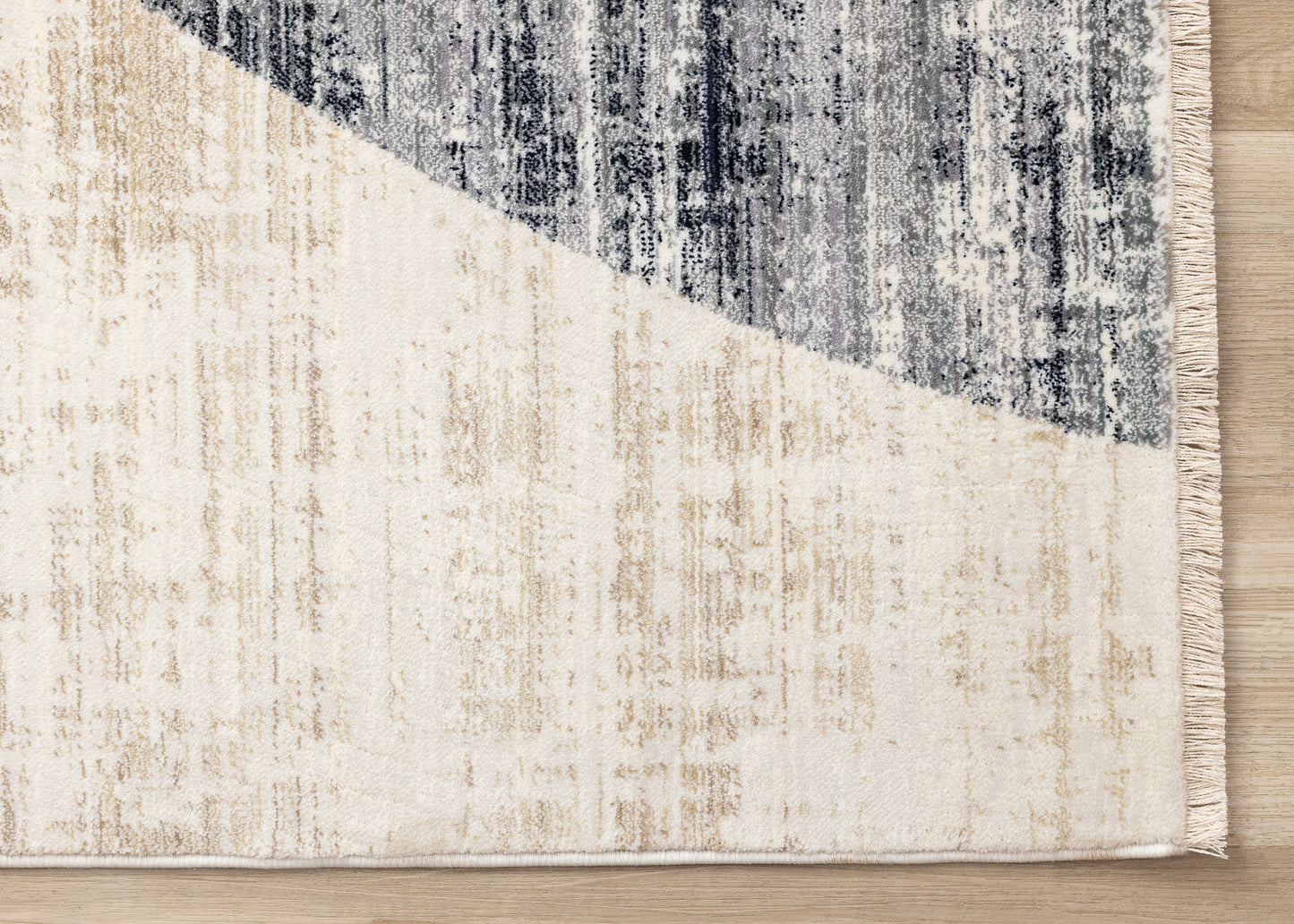 Contemporary Distressed Geometric Cream Area Rug