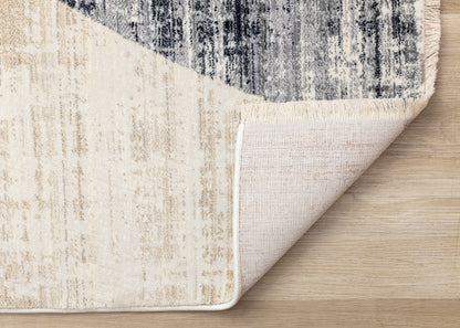 Contemporary Distressed Geometric Cream Area Rug