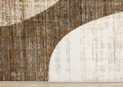 Contemporary Distressed Geometric Cream Area Rug