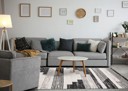 Contemporary Tribal Southwestern White Area Rug
