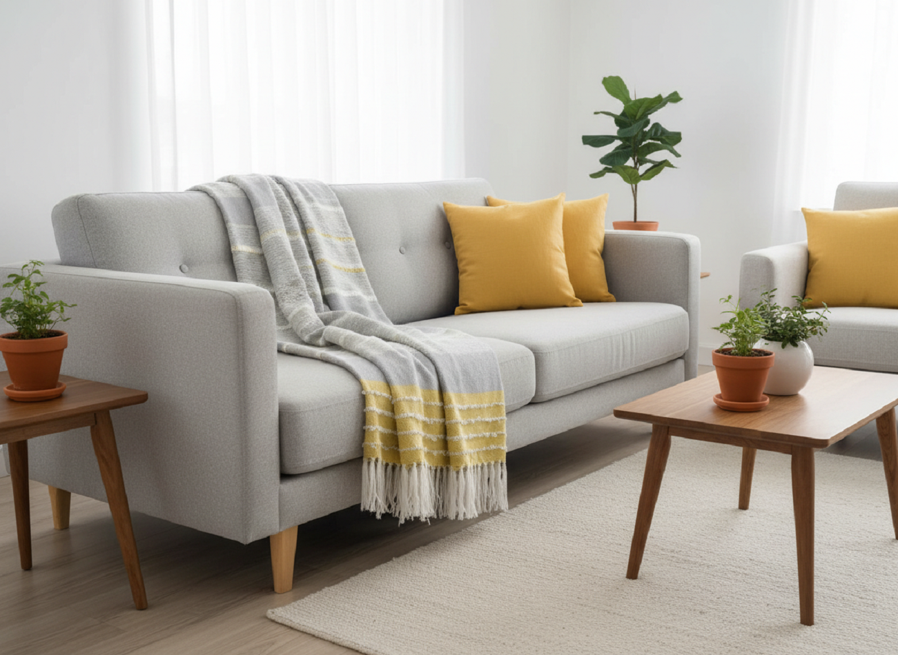Decorative Throw Grey and yellow